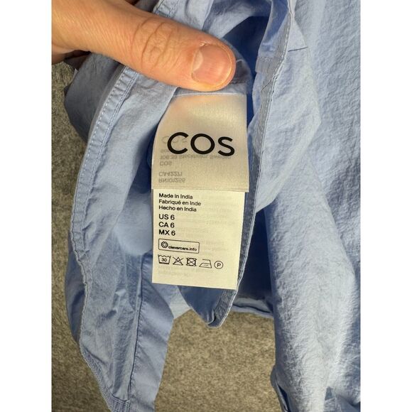 COS Shirt Women's Size 6 Blue Button Up Long Sleeve Cotton - Picture 6 of 9